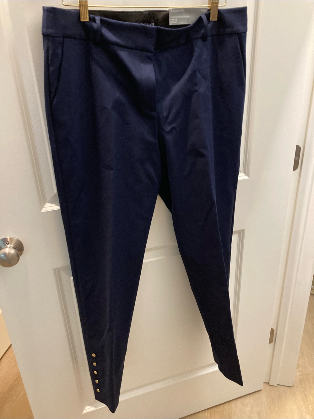 Talbots Navy Tapered Dress Pants with Ankle Button Detail 14T